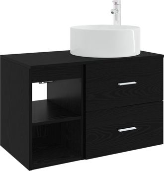 vidaXL Juego De Muebles De Ba&ntilde;o 2 Uds. Roble Negro Vidaxl