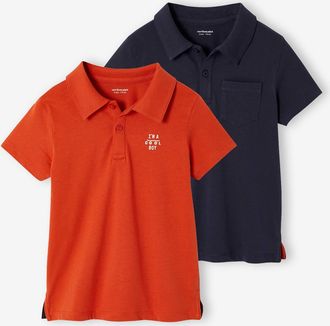 Vertbaudet 2er-Pack Jungen Poloshirts, Kurzarm orange
