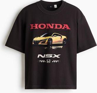 H&M Bedrucktes T-Shirt in Loose Fit - Schwarz