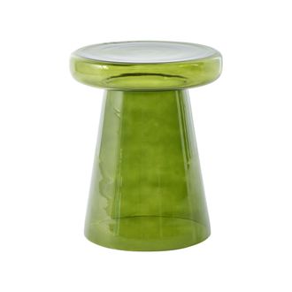 Beliani Mesa Auxiliar Decorativa De Vidrio Transparente Tintado &Oslash; 39 Cm Verde Caldera