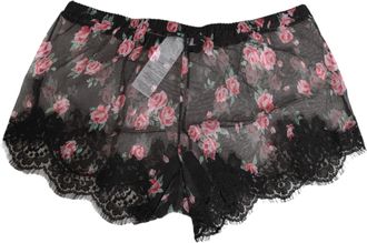Dolce & Gabbana Womens Black Pink Floral Lace Mesh Lingeri Underwear Cotton Clothing