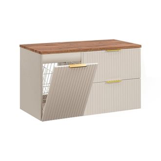 Petits Meubles Mueble bajo lavabo 100cm cesto de ropa paneles mdf cachemira y madera