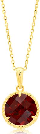 MAX + STONE 14k Yellow or White Gold Roped Halo 8mm Round Gemstone Pendant Necklace