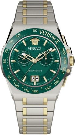 Versace Greca Reaction Chronograph Two-Tone Bracelet Watch, 43mm in Two Tone at Nordstrom