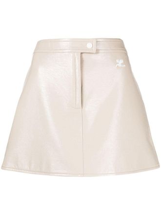 Courrèges Midi-rok met logopatch - Beige