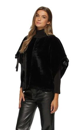 Gorski Short Sleeve Genuine Shearling Jacket in Black at Nordstrom, Size Medium