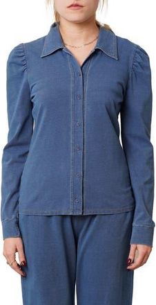 Cyrus Puff Long Sleeve Button-Up Top in Medium Wash at Nordstrom Rack, Size X-Large