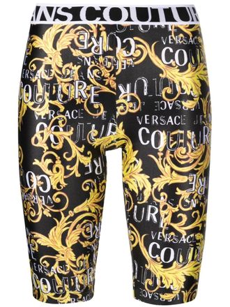 Versace Jeans Couture baroque-print cycling shorts - women - Polyester/Spandex/Elastane - 38 - Black