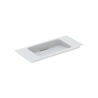 Keramag Lavabo Para Muebles Geberit One, Salida Horizontal, Compacto, 90x40cm, Sin Orificio Para Grifer&iacute;a, Rebosadero Oculto, Blanco, Keratect, Cromo Brillo