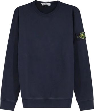 Stone Island Crewneck Katoenen Sweater - Heren - Sweatshirts - Blauw - L - Katoen - Hoodies & sweatvesten