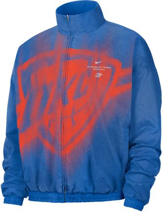 Nike Mens Oklahoma City Thunder Standard Issue Basketball Woven Jacket in Blue | II6101-403