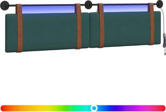 vidaXL Cabecero Colgante Con Luz Led Verde Oscuro Pu Antiguo Vidaxl