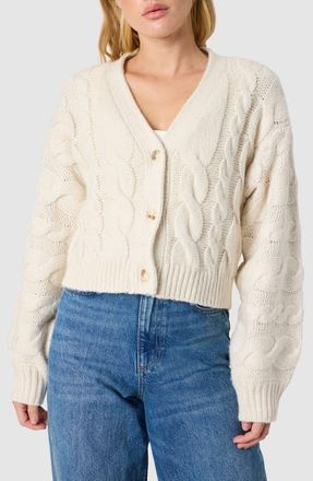 All in Favor Cable Stitch Cardigan in Ivory at Nordstrom, Size X-Large