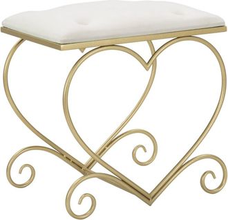 Mauro Ferretti Taburete en forma de corazón en tela beige cm 50x37,5x51,5