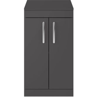 Nuie Nuie - Athena Floor Standing 2-Door Vanity Unit and Worktop 500mm Wide - Gloss Grey