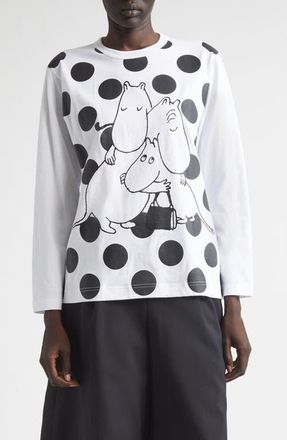 Comme Des Gar&ccedil;ons Moomin Polka Dot Graphic T-Shirt in White/Black at Nordstrom, Size Small