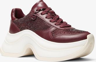 Michael Kors Arla Embellished Leather Trainer