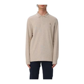 Polo Ralph Lauren Polo Shirts, male, Beige, 2XL, Long Sleeve Polo Shirt