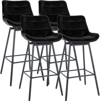 Clp Juego De 4 Taburetes De Bar Weston Giratorios Negro Terciopelo