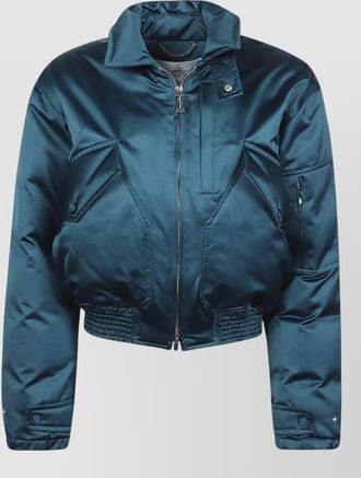 Victoria Beckham padded bomber jacket buttons elasticated hem