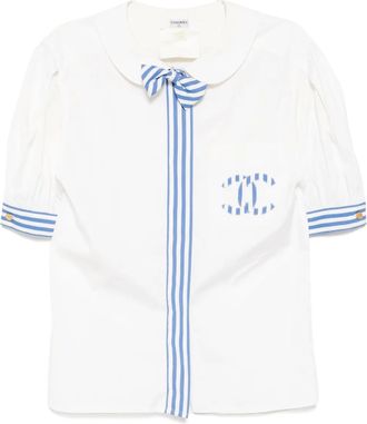 Chanel 2000s cc mark striped shirt - White