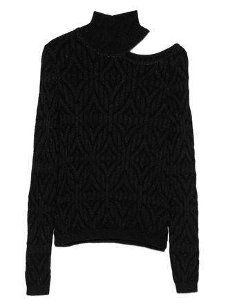 Akep cut-out sweater - women - Viscose/Lyocell/Merino/Metallised Fibres/Polyamide/Elastane - M - Black
