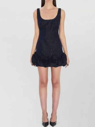 Self Portrait denim mini dress sculptural floral skirt