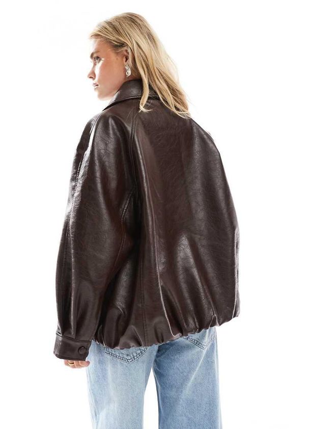 Asos Petite ASOS DESIGN Petite Giacca bomber oversize in pelle - Main Image
