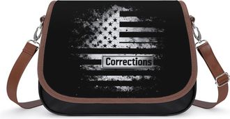 Generic Corrections Officer Supporter U.S. Flag Small Womens Crossbody Bags Shoulder Handbag with Adjustable Strap for Travel