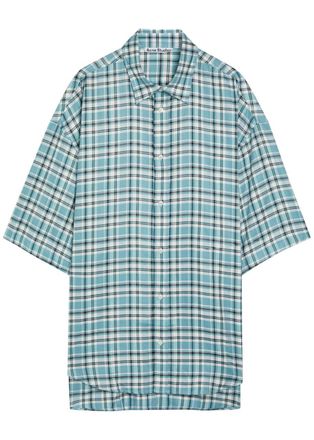 Acne Studios Oversized Checked Woven Shirt - White And Blue - 52 (IT52 / XL)