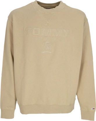 Tommy Hilfiger Logo Crewneck Klim Sweater - Heren - Sweatshirts - Beige - XL - Katoen - Hoodies & sweatvesten