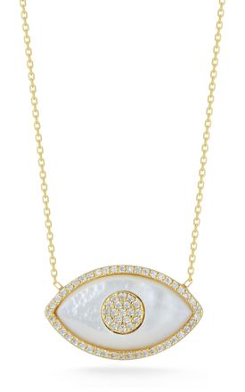 Glaze Jewelry Sterling Silver Mother of Pearl Evil Eye Necklace