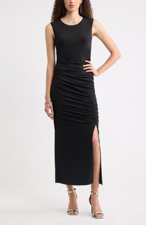 Chelsea28 Side Ruched Maxi Dress in Black at Nordstrom, Size Xx-Small