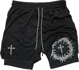 Generic I All Things Through Christ Who Strengthens Track Short I All Things Through Christ 2 in 1 Sport Shorts Men Basketball Shorts (Black1, XL)