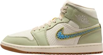 Nike Jordan 1 Mid SE Olive Aura - Dames - Fitnessschoenen - Groen - 37 1/2 EU - Leer - Fitness