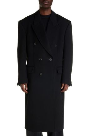 Balenciaga Double Breasted Wool Topcoat in Black at Nordstrom, Size 36 Us