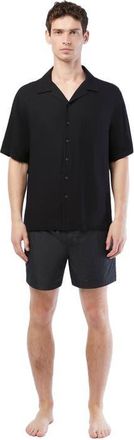 Onia Silk Vacation Short Sleeve Shirt in Black at Nordstrom, Size Xx-Large