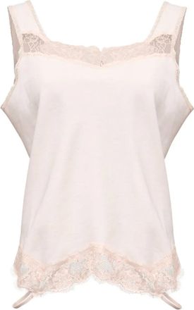 Maison Margiela Top met afwerking van kant - Roze