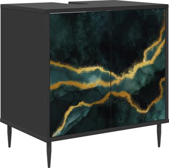 vidaXL Mueble De Cuarto De Ba&ntilde;o Wijhe Roble Negro 60 X 40 X 61 Cm Vidaxl
