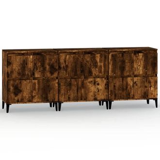 Berkfield Home Sideboards 3 pcs Smoked Oak 60x35x70 cm Engineered Wood in Brown | Size: 60 x 35 x 70 cm