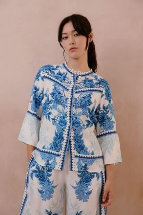Raishma Myra Shirt in Blue Floral at Nordstrom, Size 12 Uk