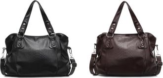 Generic Womens PU Leather Shoulder Bag Large Capacity Adjustable Shoulder Strap Daily Bag for School Work Travel