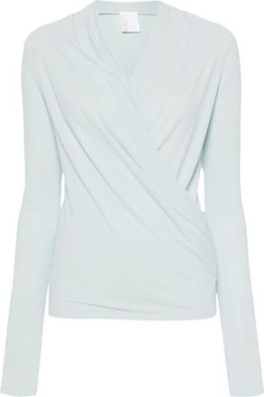 Givenchy V-neck draped blouse - women - Viscose/Polyamide/Elastane - 34 - Blue