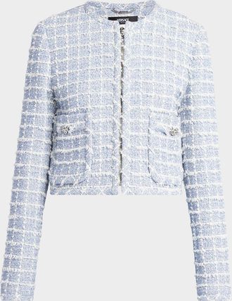 Versace Boucle Windowpane Tweed Jacket
