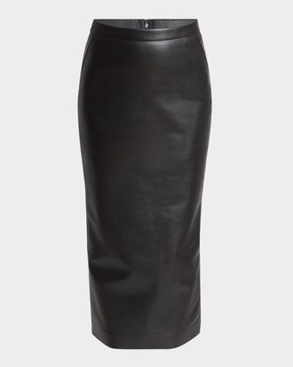 Givenchy Leather Godet-Back Midi Pencil Skirt