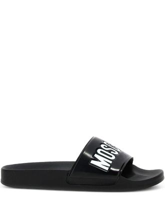 Moschino Sandali slides con logo goffrato - Nero
