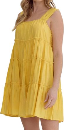 Entro Square Neck Mini Dress In Lemon