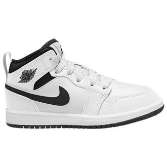 Nike Jordan Boys AJ 1 Mid - Preschool Basketball Shoes White/Black/White Size 11.0