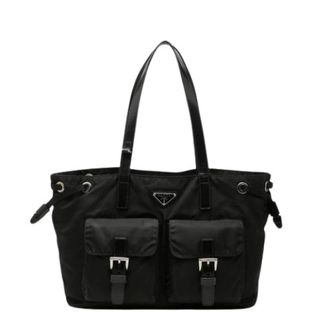 Prada Pre-owned Tote Bags, female, Black, Size: ONE SIZE Pre-owned Vintage Nylon Tote Bag