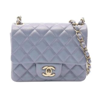 Chanel Pre-owned Mini Matelasse Lambskin Shoulder Bag - Dames - Pre-owned - Blauw - Maat: ONE Size Leer